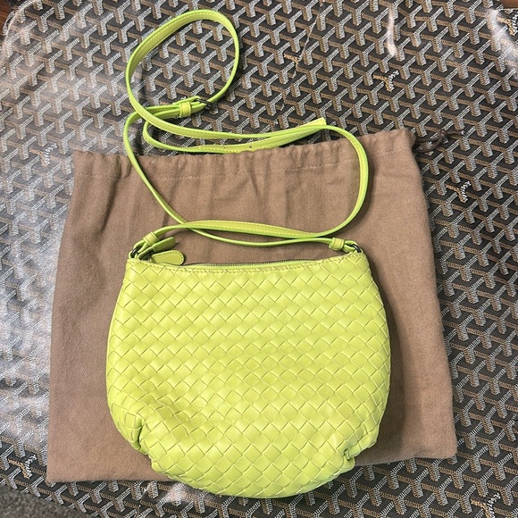 Bottega Veneta Green Woven Leather Crossbody